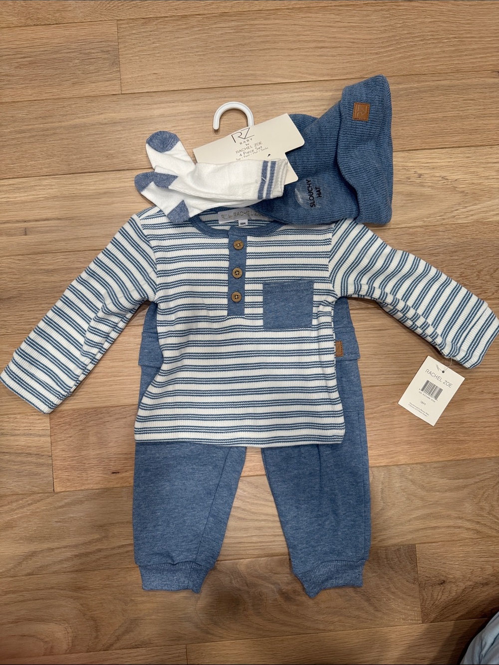 Rachel Zoe Blue and White Striped Baby Matching Set